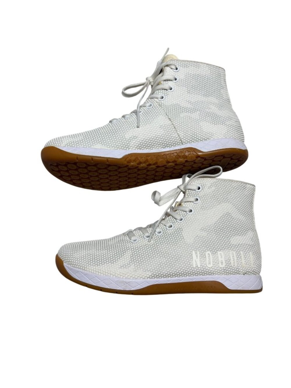 NoBull Women's Outwork High-Top Lightweight Knit Gum Sole White Camo-sz 9